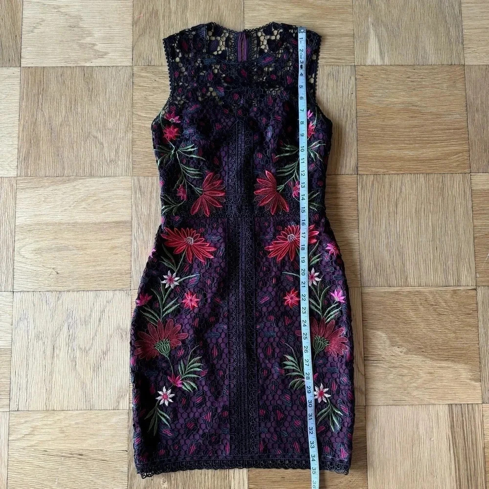 NWT Karen Millen US 4 Lace Mini Dress Leopard Floral Embroidery Sleeveless - Picture 15 of 15